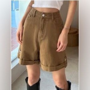 Women’s Brown Wide Leg Denim Shorts